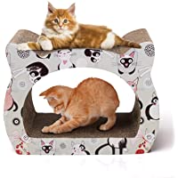 Nobleza - Rascador para Gatos de cartón. Soporte de Descanso con Forma de Gato con Catnip.